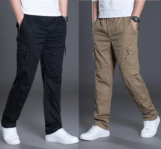 SUMMER AUTUMN FASHION MEN PANTS CASUAL COTTON LONG PANTS ( Pack of 2 )